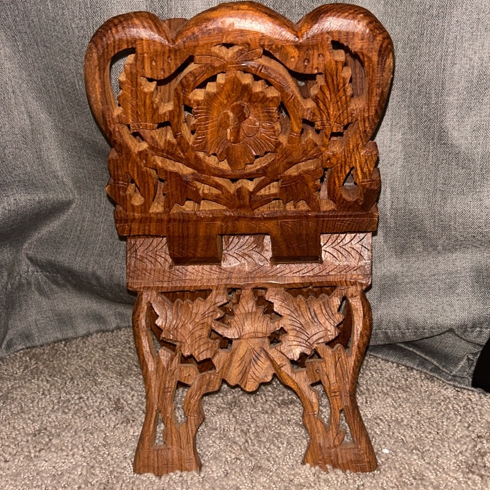 Intricately Carved Wooden Stand